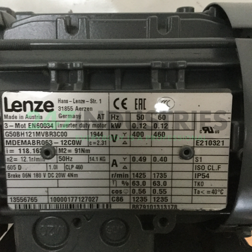 G50BH121MVBR3C00MDEMABR063-12C0W Lenze Image 4
