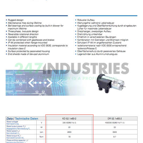 KD52.1X60-2/PLG52-288 Dunkermotoren Image 5