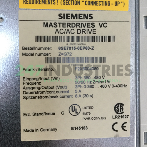 6SE7015-0EP60-Z G72 Siemens Image 4
