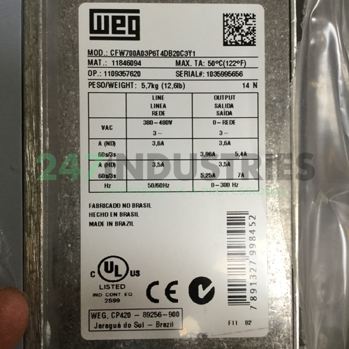 CFW700A03P6T4DB20C3Y1 WEG Image 4