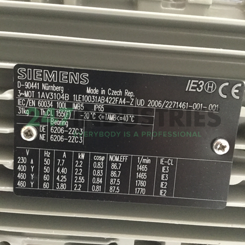 1LE1003-1AB42-2FA4-Z D34+H20 Siemens Image 4