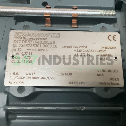 K47/DRS71S4/BE05/HR SEW-EURODRIVE Image 4